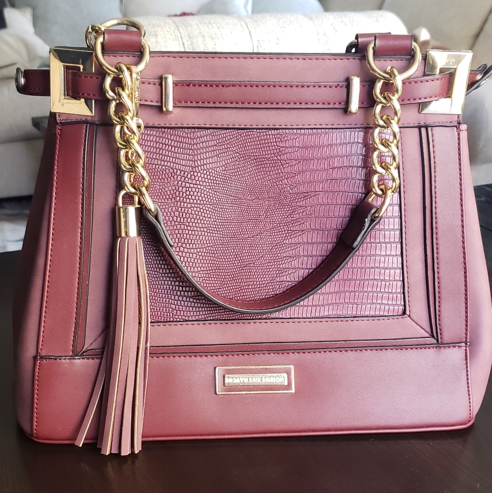 New Burgundy w/gold Handbag Purse Bag